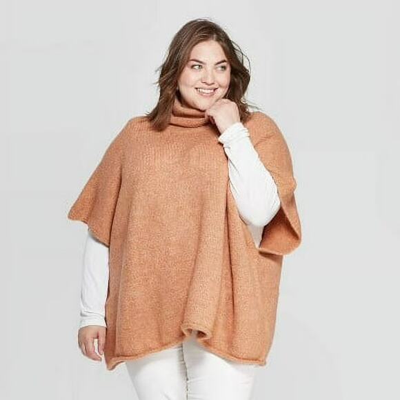 Universal Thread NWT Cowl Neck OSFM Gray Chunky Knit Pullover Poncho Sweater - Picture 12 of 12